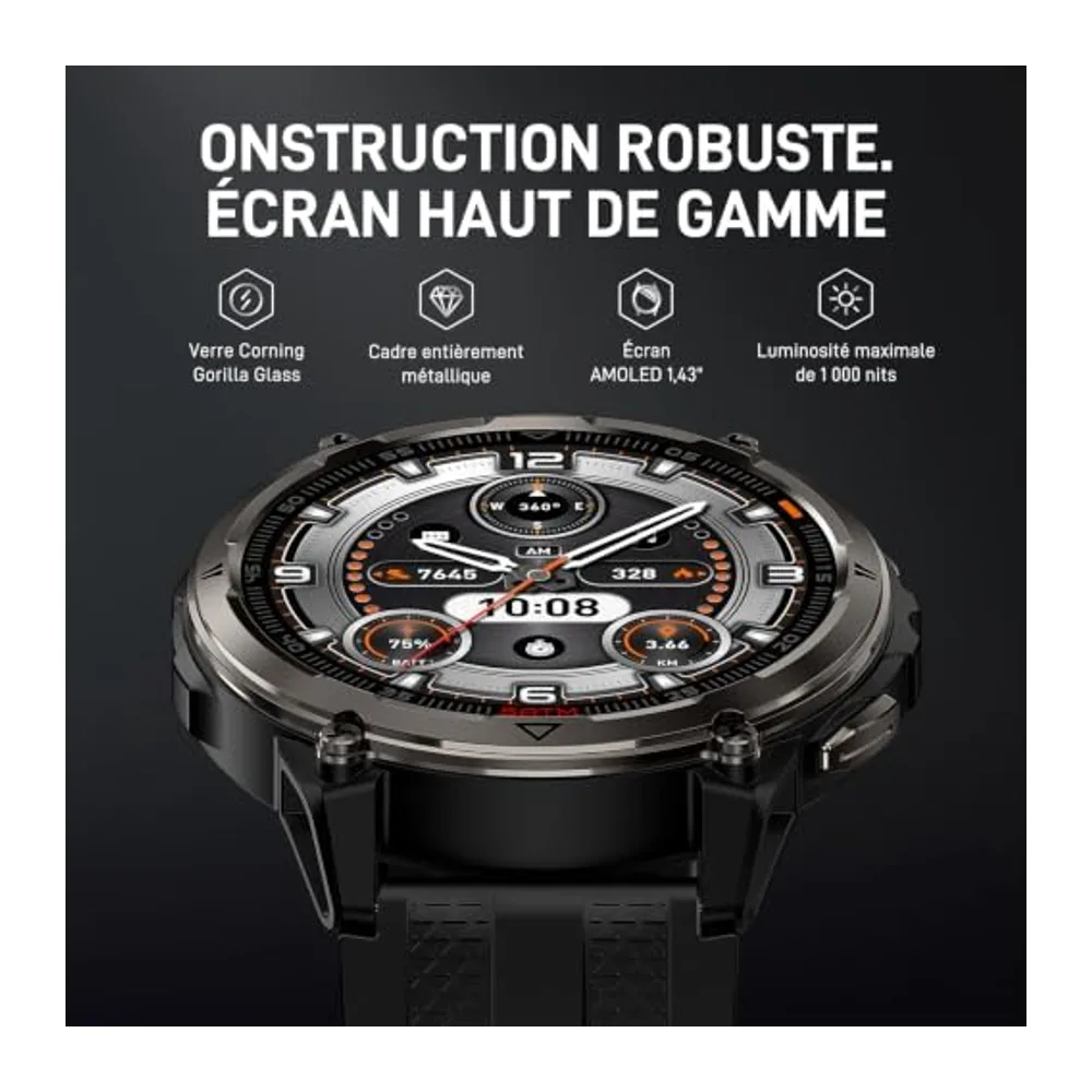KOSPET Orb 2 Montre Connectée Homme Femme, GPS Intégré et Lampe Torche LED